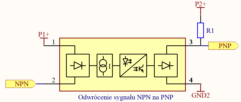 Odwrócenie sygnału NPN dla wyjścia PNP